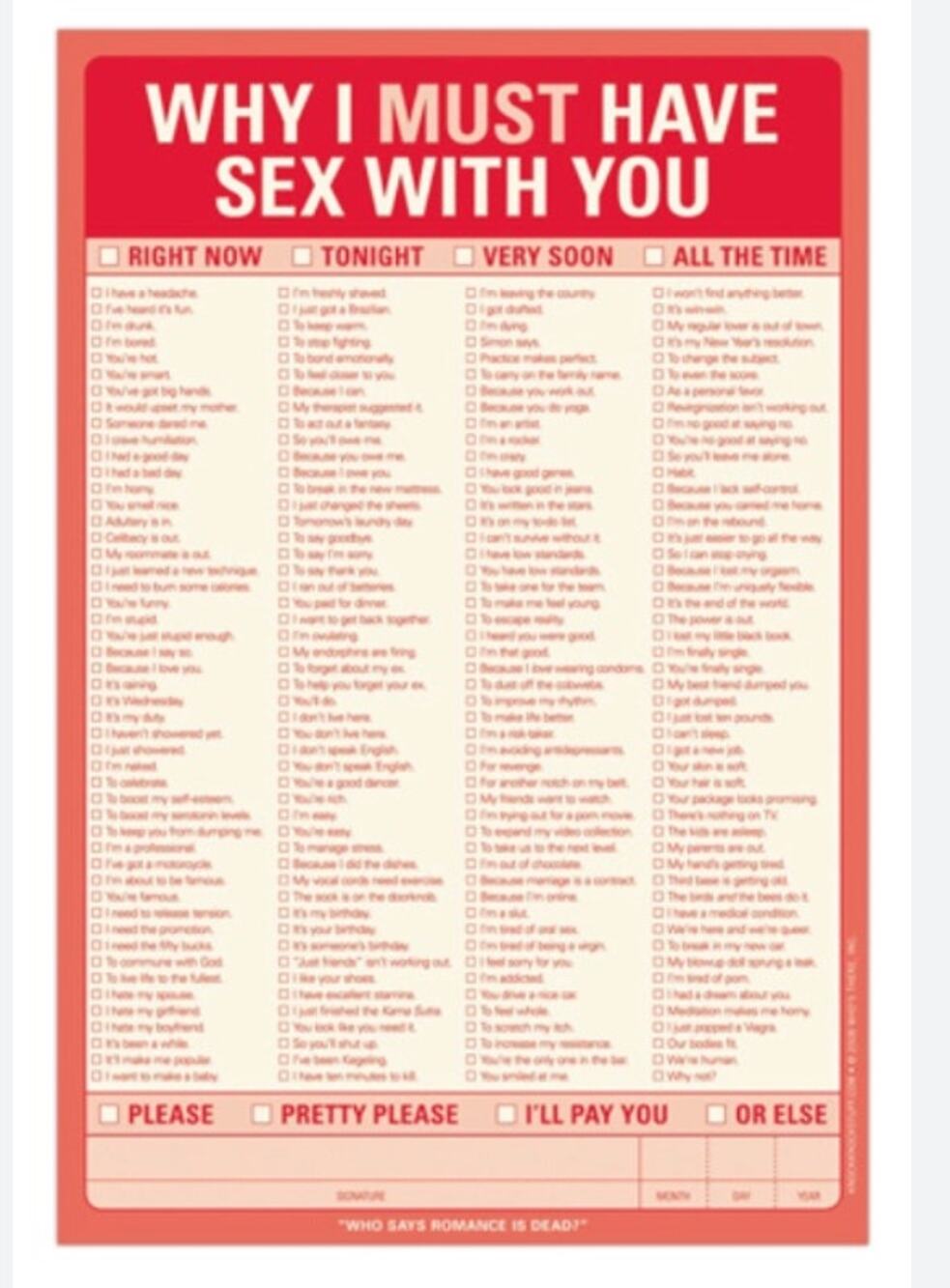 Why I Must Have Sex With You Knock Knock Pad